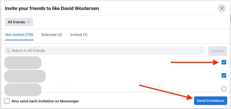 Select the friends to invite and then send invitations