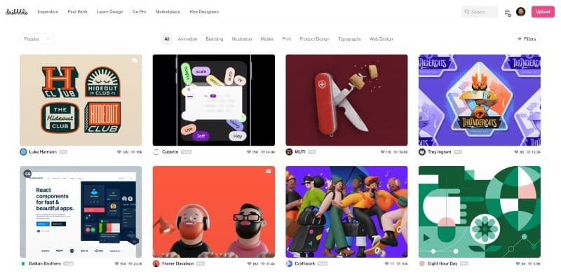 Dribbble is one of the best Pinterest Alternatives