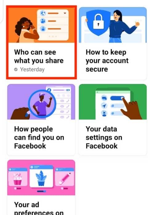 Select the who can see what you share option from the facebook mobile app