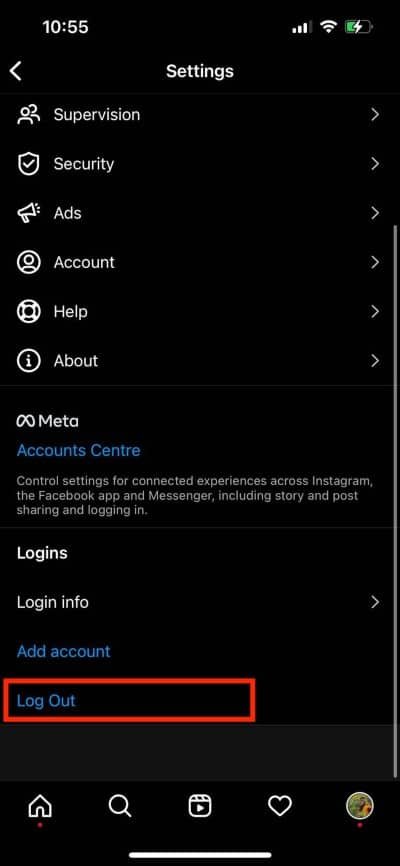 How to log out of instagram on mobile