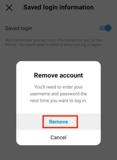 How to remove an instagram account from mobile