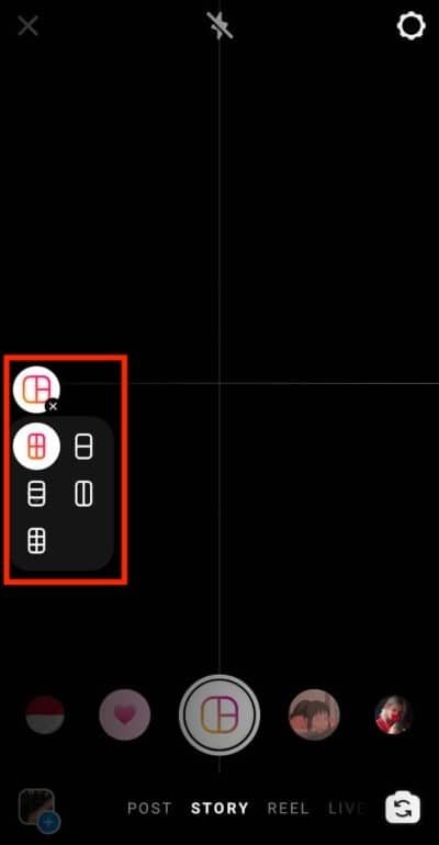 Select a grid for your Instagram story layout