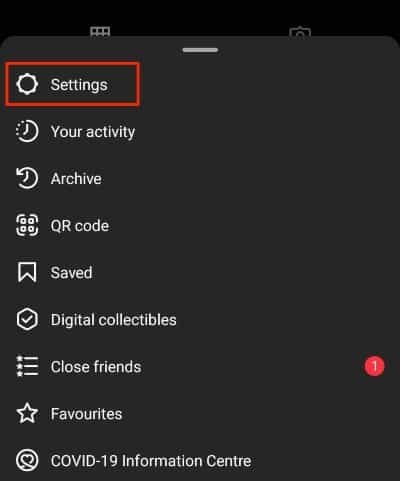 Select settings in your account