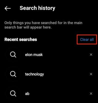 clear your Instagram search history