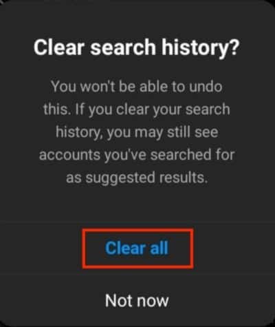 confirm to clear your search history