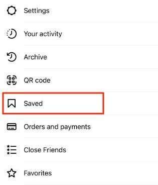 Select the saved option from your Instagram settings menu