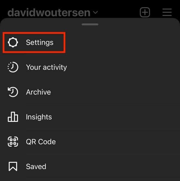 Select the settings option from the menu