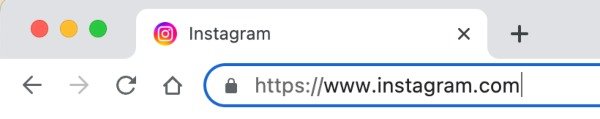 The instagram URL on a chrome browser on MacOS