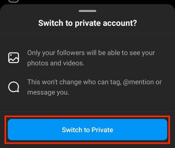 how to switch to a private account on instagram