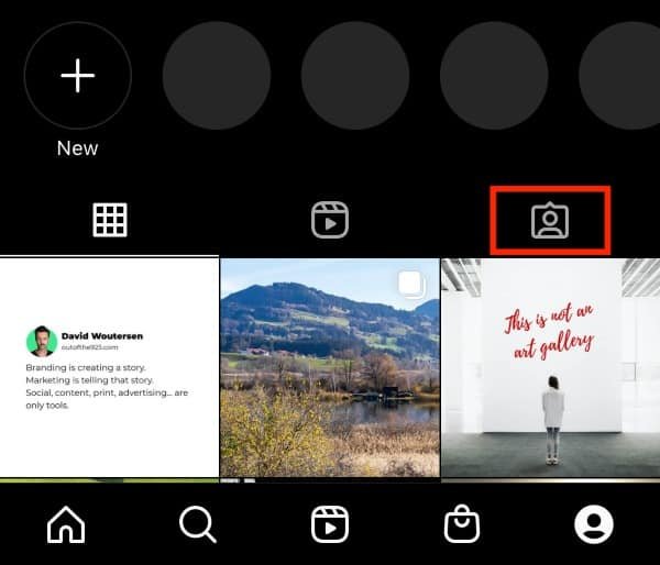 select the tagged posts section of your instagram profile